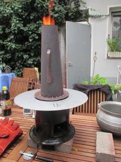 Christa - Lighting cone in use on a charcoal stove